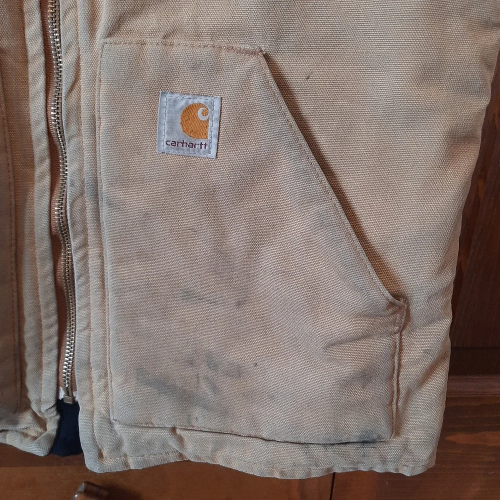 Vintage Y2K Carhartt Brown Duck Canvas Quilt Artic Lined Vest V01-BRN Size Small